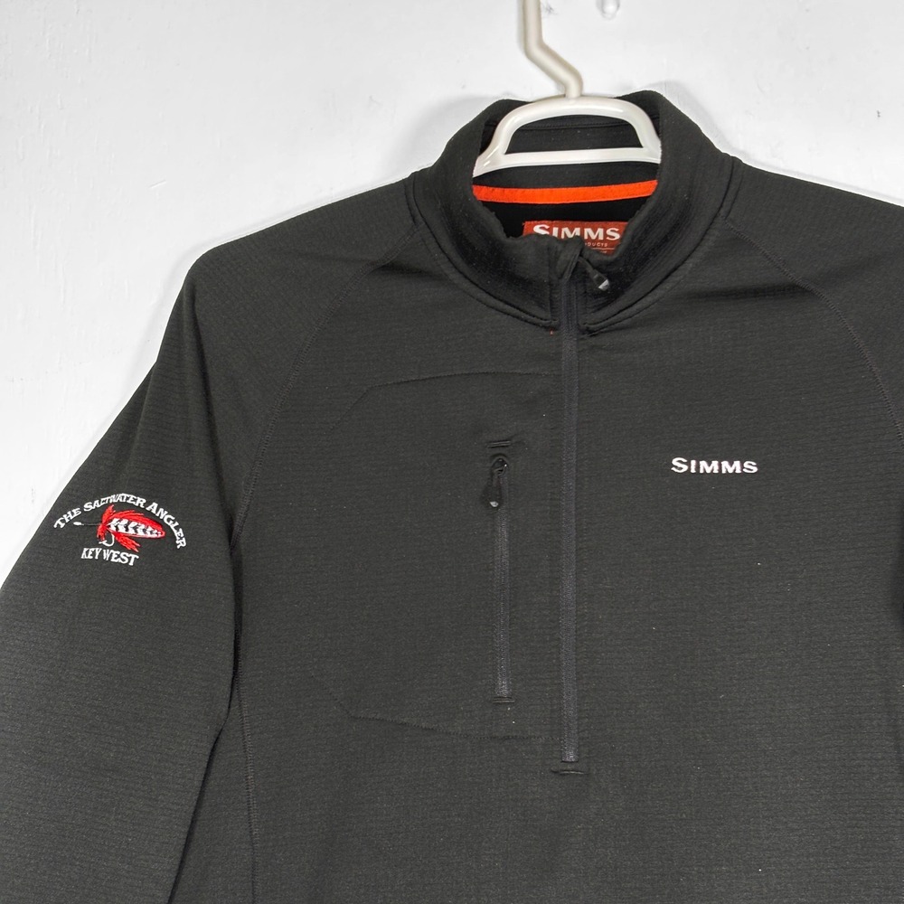 Simms Thermal Quarter Zip Waffle Knit Quarter Zip Mens XL Black Saltwater Logo
